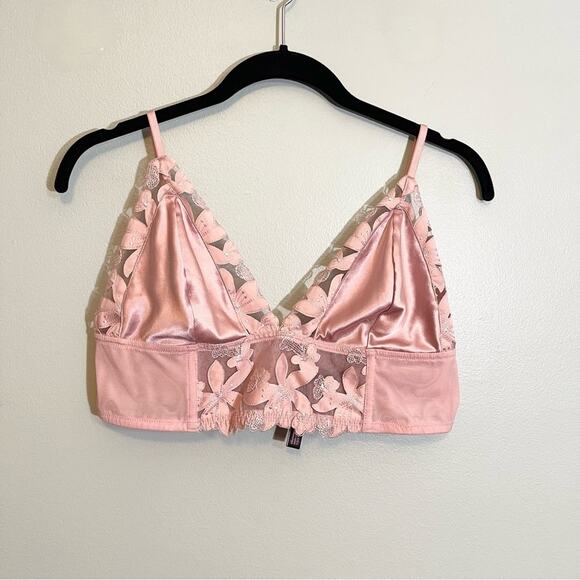 Victoria's Secret Other - Victoria's Secret Womens Floral Lace V-Neck Adjustable Strap Bralette Pink XL